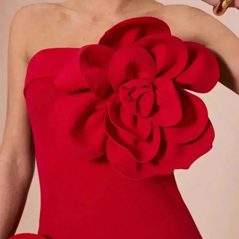 Red Party Women's Sleeveless Solid Mini Dress - Picture 4 of 7